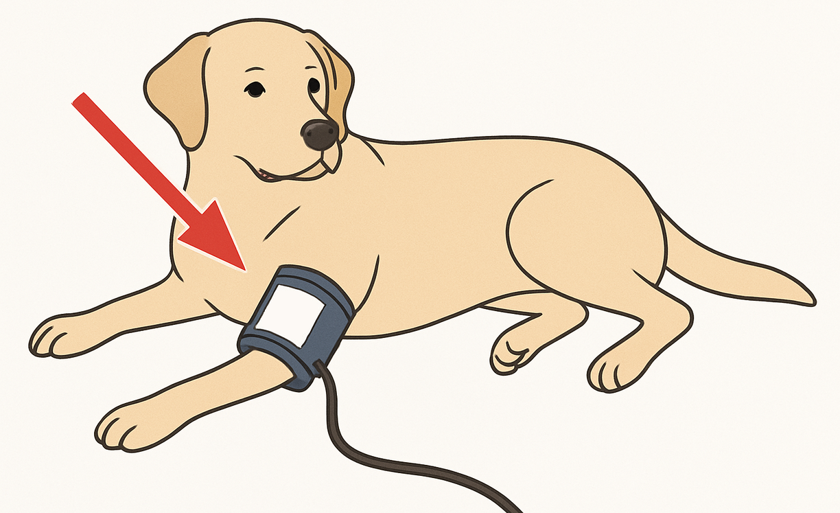 Large Cuff (10-19cm) Placement on Large Dog's Forelimb - Contec 08a Guide